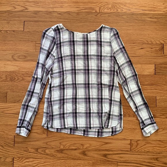 Loft Purple Plaid Blouse - Picture 1 of 6